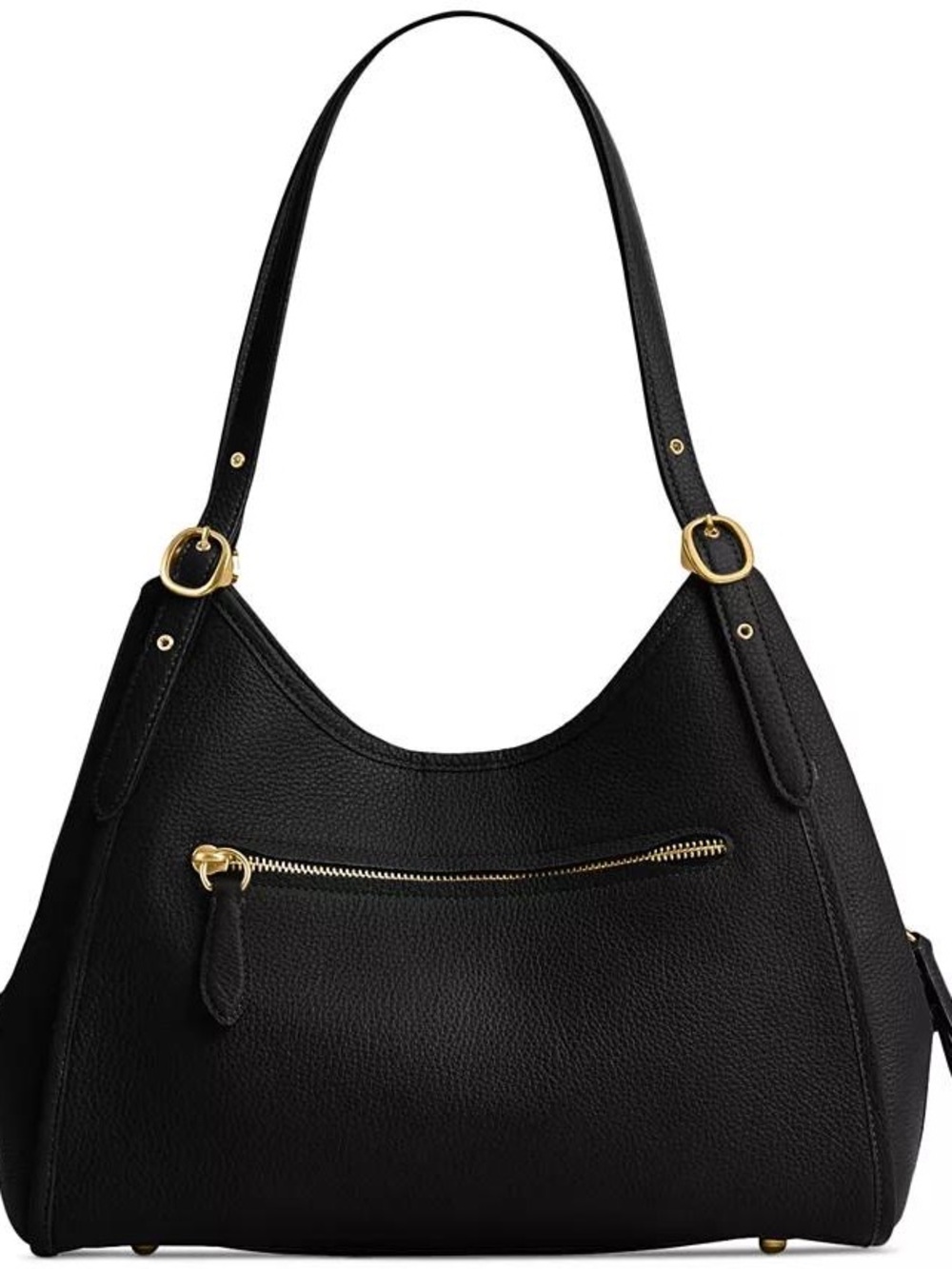 Coach Black Pebbled Leather Shoulder Bag with Gold-Tone Accents - Picture 3 of 10